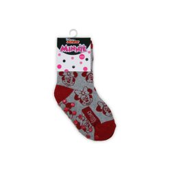   Rutschfeste Kinderknöchelsocken - Minnie Maus - Vollplüsch - Minnie Kopf - grau - 23-26