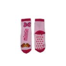 Rutschfeste Kinderknöchelsocken - Minnie Maus - Vollplüsch - kleine Schleifen - hellrosa-pink - 23-26