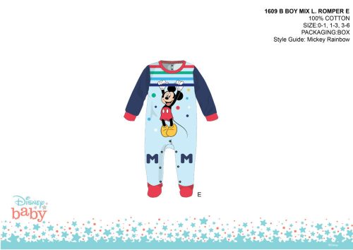 Disney Mickey Mouse Baby-Strampler - Hellblau-Rot - Für Babys von 1-3 Monaten