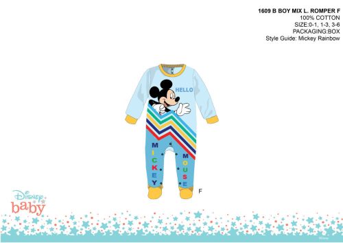 Disney Mickey Mouse Baby-Strampler - Hellblau-Gelb - Für Babys von 3-6 Monaten