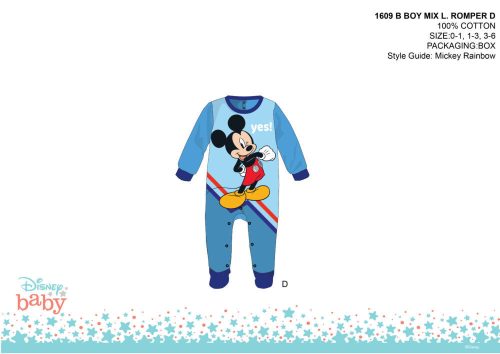 Disney Mickey Mouse Baby-Strampler - Hellblau-Dunkelblau - Für Babys von 0-1 Monat