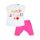 Sommerliches Baumwoll-T-Shirt-Shorts-Set für Babys - Weiß-Pink - 98