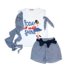   Baumwoll-T-Shirt mit Strass und Schuhmuster verziert - Gestreift - 104