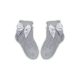 100% Baumwollmädchenpuppensocken mit gehäkeltem Oberteil - mit Schleifenverzierung - grau - 20-21