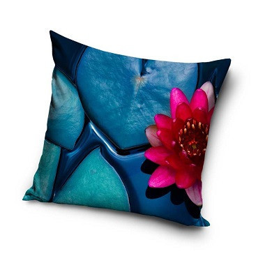 Blumenmuster Kissenbezug 40x40 cm - blau-pink