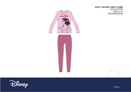 Disney Schneewittchen Damen Jersey Pyjama - Baumwollpyjama - Hellrosa-Lila - L