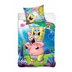 SPONGE BOB Bettwäsche-Set 100% Baumwolle 140x200 + 65x65