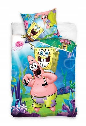 SPONGE BOB Bettwäsche-Set 100% Baumwolle 140x200 + 65x65