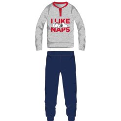   Snoopy Herren dünner Baumwollpyjama - Jersey-Pyjama - Hellgrau-Dunkelblau