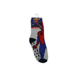   Rutschfeste Kinderknöchelsocken - Spiderman - Vollplüsch - grau-blau - 23-26