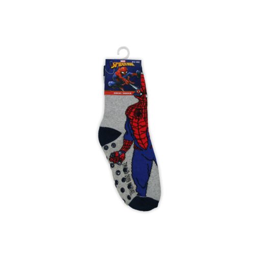 Rutschfeste Kinderknöchelsocken - Spiderman - Vollplüsch - grau-blau - 27-30