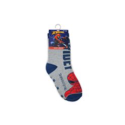   Rutschfeste Kinderknöchelsocken - Spiderman - Vollplüsch - Spider - grau - Spidey beschriftet - 31-34
