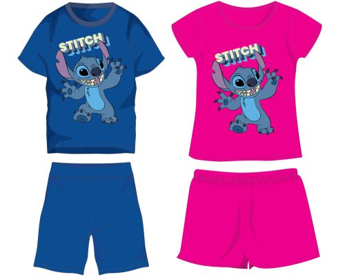 Disney Stitch Baumwoll-Sommerensemble - T-Shirt-Shorts-Set - Mittelblau - 98