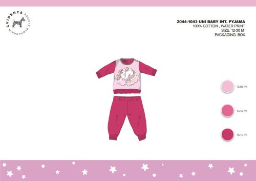 Winter Baumwoll Interlock Baby Pyjama - Einhorn - Pink - 92
