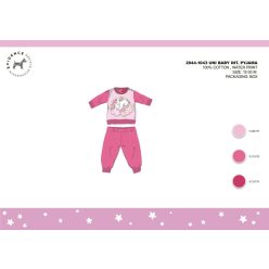 Winter Baumwoll Interlock Baby Pyjama - Einhorn - Rosa - 80