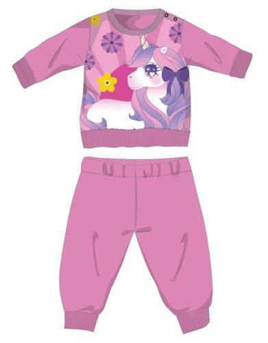 Einhorn Winter dicke Baby Pyjama - Baumwollflanell Pyjama - dunkelrosa - 92