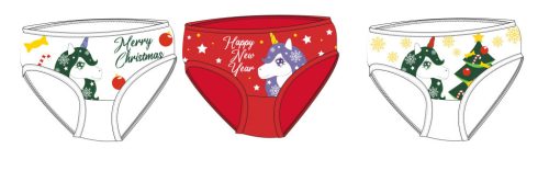 Einhorn Weihnachtsmädchenhöschen - 3-teiliges Baumwollhöschen - 110-116