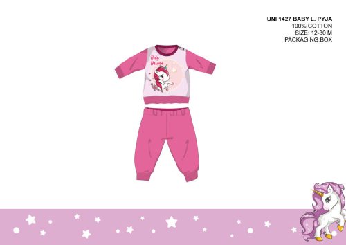 Einhorn-Baby-Pyjama - Jersey-Baumwollpyjama - dunkelrosa - 92