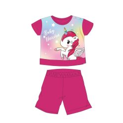   Einhorn-Sommer-Kurzarm-Baby-Pyjama - Baumwoll-Jersey-Pyjama - pink - 92