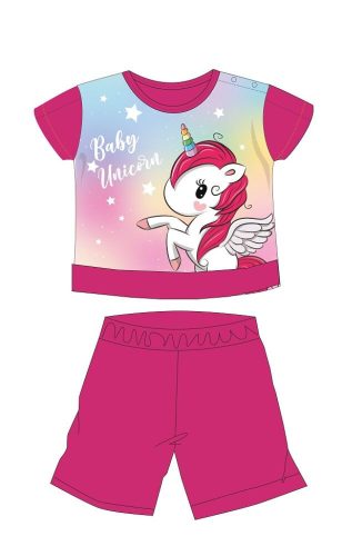 Einhorn-Sommer-Kurzarm-Baby-Pyjama - Baumwoll-Jersey-Pyjama - pink - 92