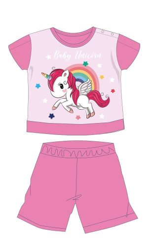 Einhorn-Sommer-Kurzarm-Baby-Pyjama - Baumwoll-Jersey-Pyjama - rosa - 92