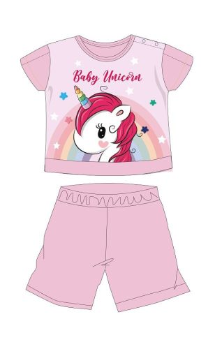 Einhorn-Sommer-Kurzarm-Baby-Pyjama - Baumwoll-Jersey-Pyjama - hellrosa - 92